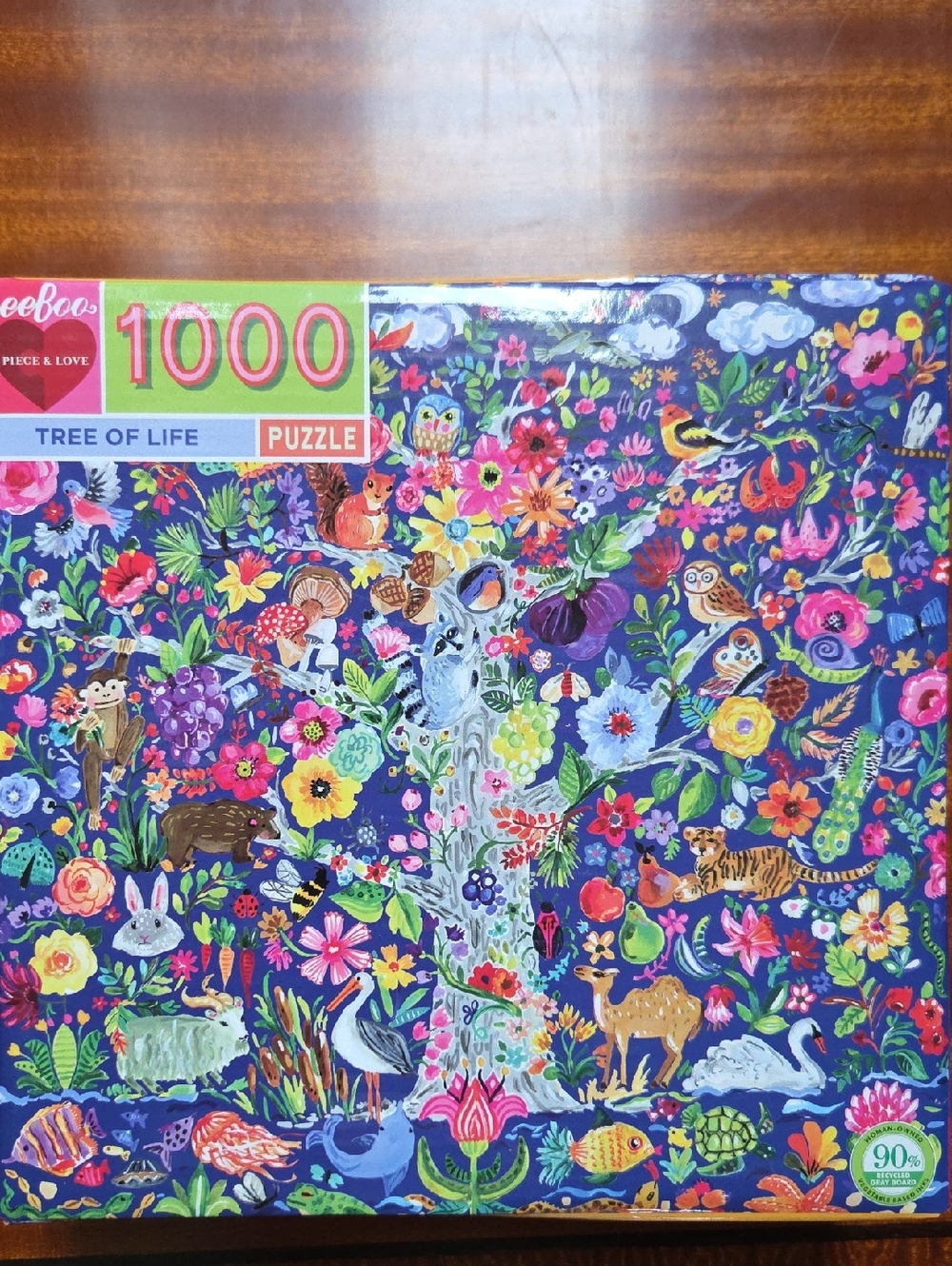EeBoo 1000-Piece 'Tree of Life' Jigsaw Puzzle - Colorful Floral & Animals